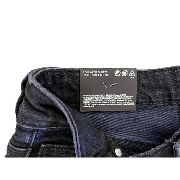 NWT Black Denim Low Rise  Distressed Jean Shorts  4 - Picture 3 of 8